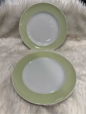 Thomas Rosenthal Group Set of 2 Ceramic Salad Plates Light Green Rim Germany